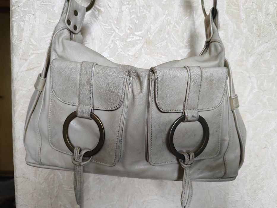 Сумка натуральная кожаная белая