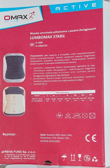 Wysoka sznurówka półsztywna z pasami dociagowymi 4XL
LUMBOMAX STABIL