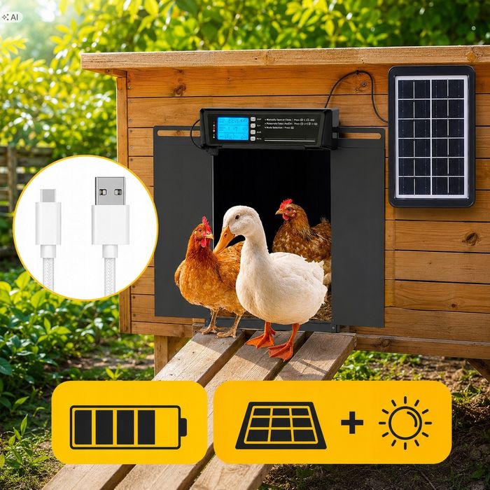Drzwi Do Kurnika Automatyczne Solarne Xl Z Timerem Blokada Przytrzaśnięcia