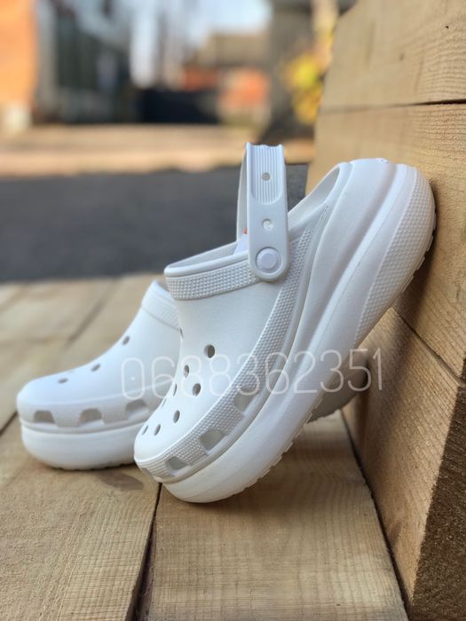 Жіночі Крокси Crocs Classik Crush На Платформі Білі