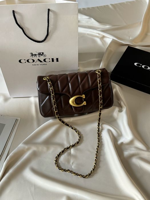 Жіноча сумка Coach tabby на ланцюжку кроссбоди женская сумка коричневая коуч клатч на цепочке