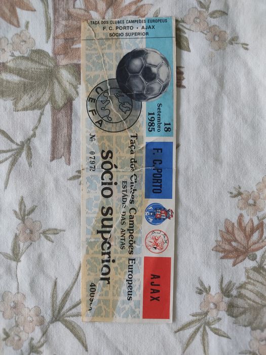 Bilhete FC Porto Ajax 1985 taça de campeões