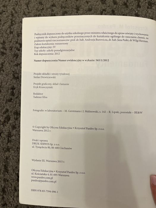 Chemia fundamenty podręcznik zakres rozszerzony pazdro