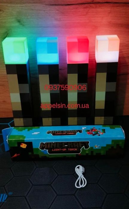 Світильник (нічник) LED Факел Minecraft  Brownstone В наявності