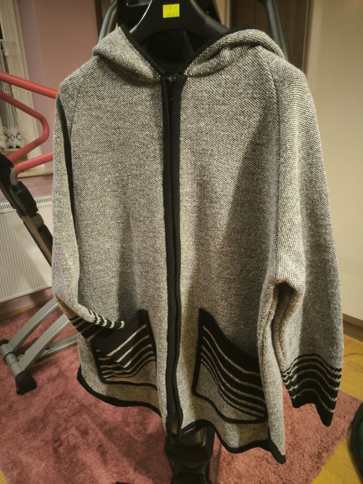 Szary piękny sweter kardigan, polski produkt, Uni