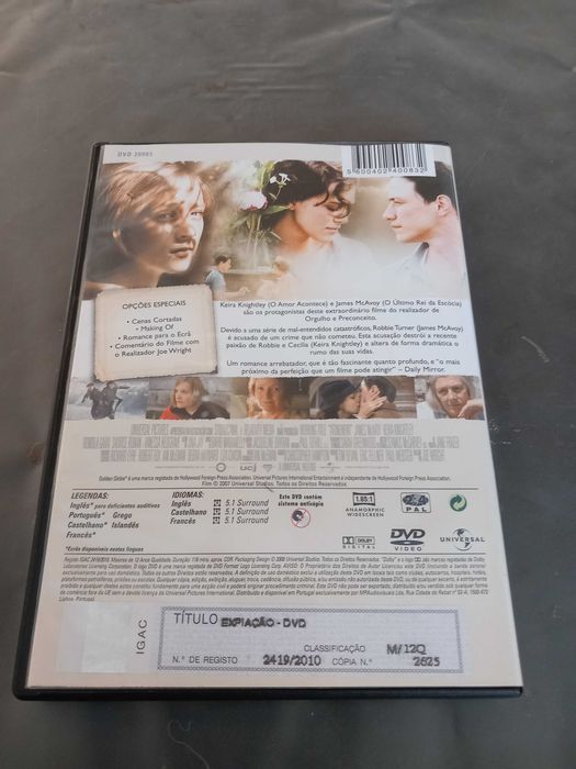 DVD Expiação Filme Keira Knightley McAvoy LEGENDAS PORTUGUÊS Atonement
