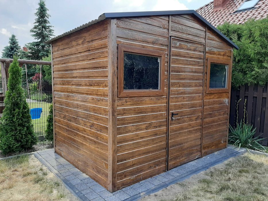 Solidny Domek Ogrodowy Drewnopodobny + Grafit