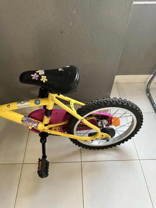 Bicicleta de Criança / Menina - 16" (Amarela e Cor-de-rosa