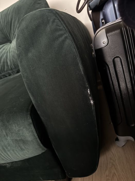 Kanapa rozkładana, zielona aksamitna VIP HAMPTON