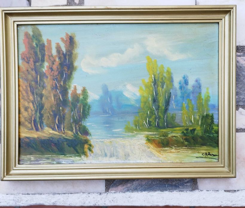 Quadro de pintura a óleo sobre platex