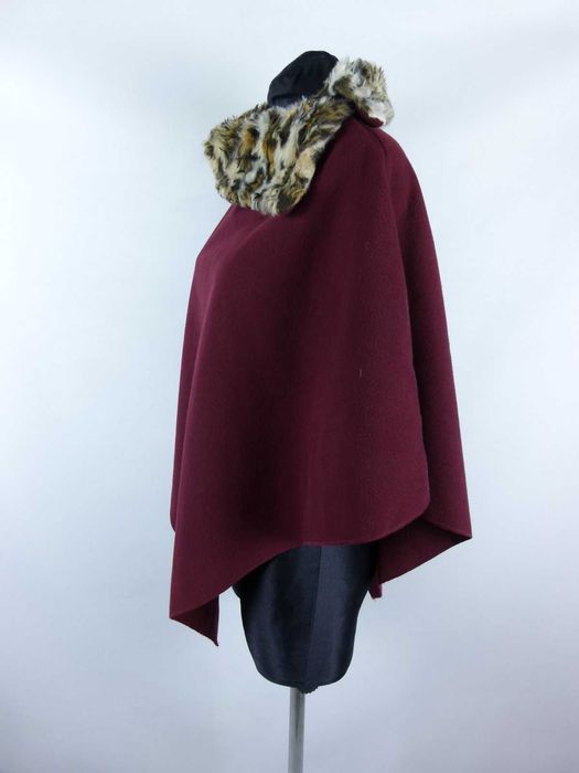 ponczo flausz bordo made in Italy uniwersalny / S