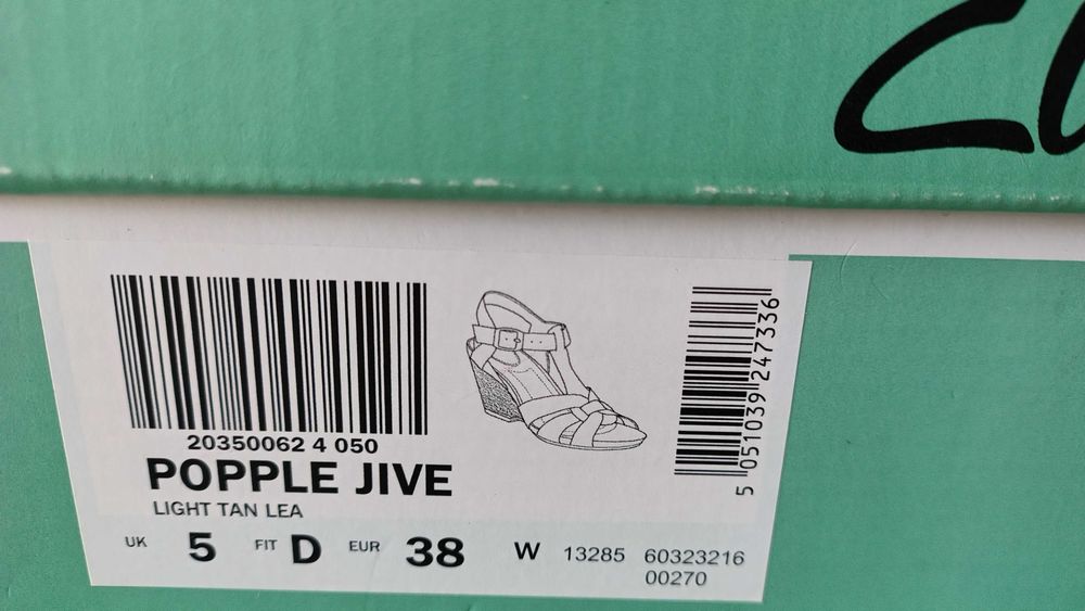 Sandały skórzane damskie Clarks rozm.38