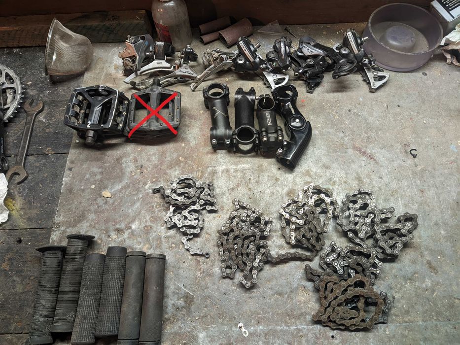 Części rowerowe korby, przerzutki, mostki, platformy