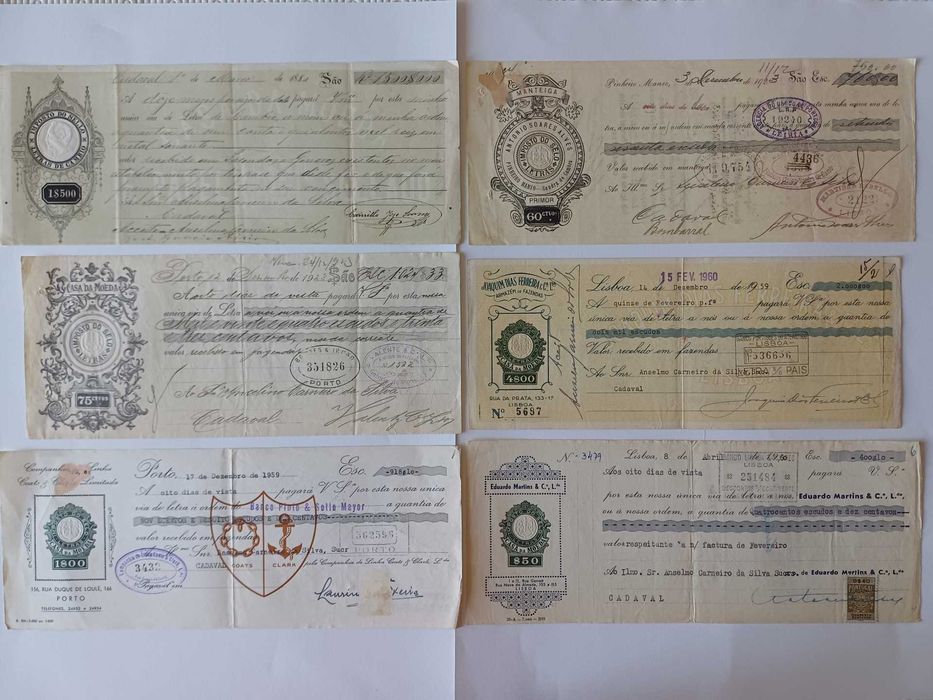 LOTE DE AÇÕES E LETRAS DE CÂMBIO ANTIGAS (1880–1960) — 15 documentos