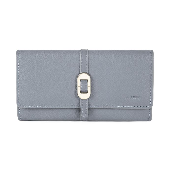 portfel damski skórzany elegancki rfid - jasnoniebieski