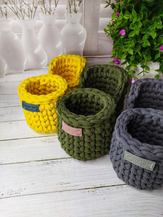 Корзинки из трикотажной пряжи