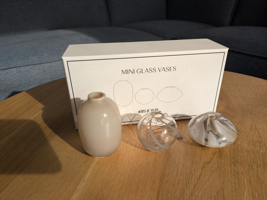 H&m  Home mini wazoniki szklane kamienny beż