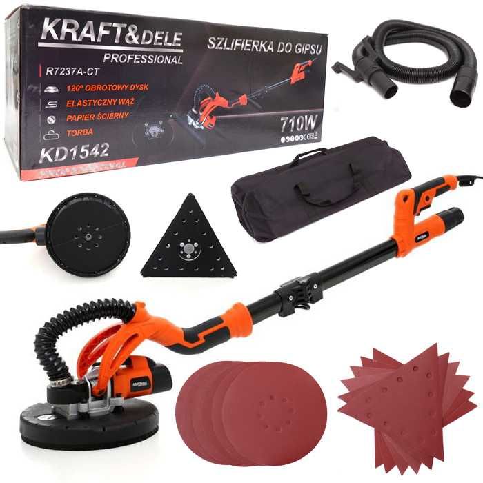 KRAFT&DELE Szlifierka Do Ścian Sufitów 710W Bezpyłowa 2 Pady KD1542