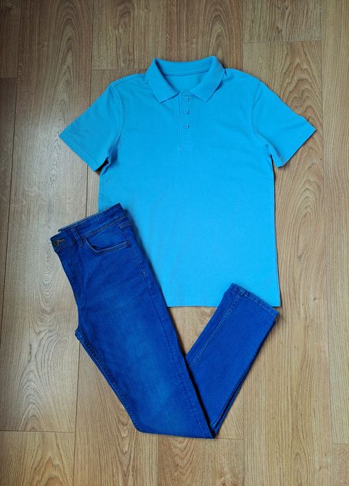 Набор/летние джинсы для мальчика/голубая тенниска поло для мальчика