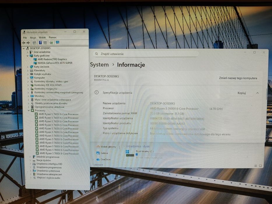 Komputer Gamingowy Ryzen 5 7600x, RTX 4070S/5070, 32 GB,SSD,Win 11 Pro