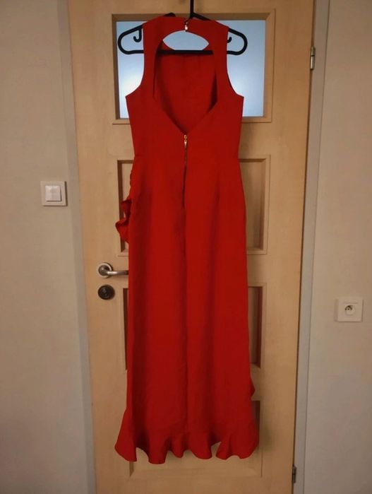Czerwona elegancka długa sukienka S/M S.Moriss