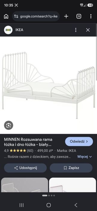 Ikea minnen łóżko rosnące