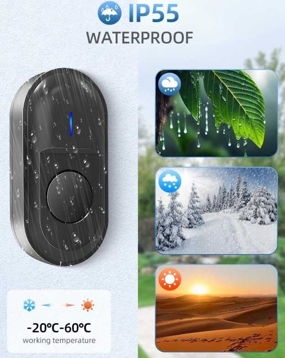 Campainha sem fios com sensor de porta, campainha de boas-vindas