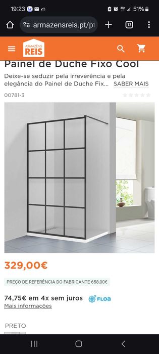 Painel duche fixo, novo