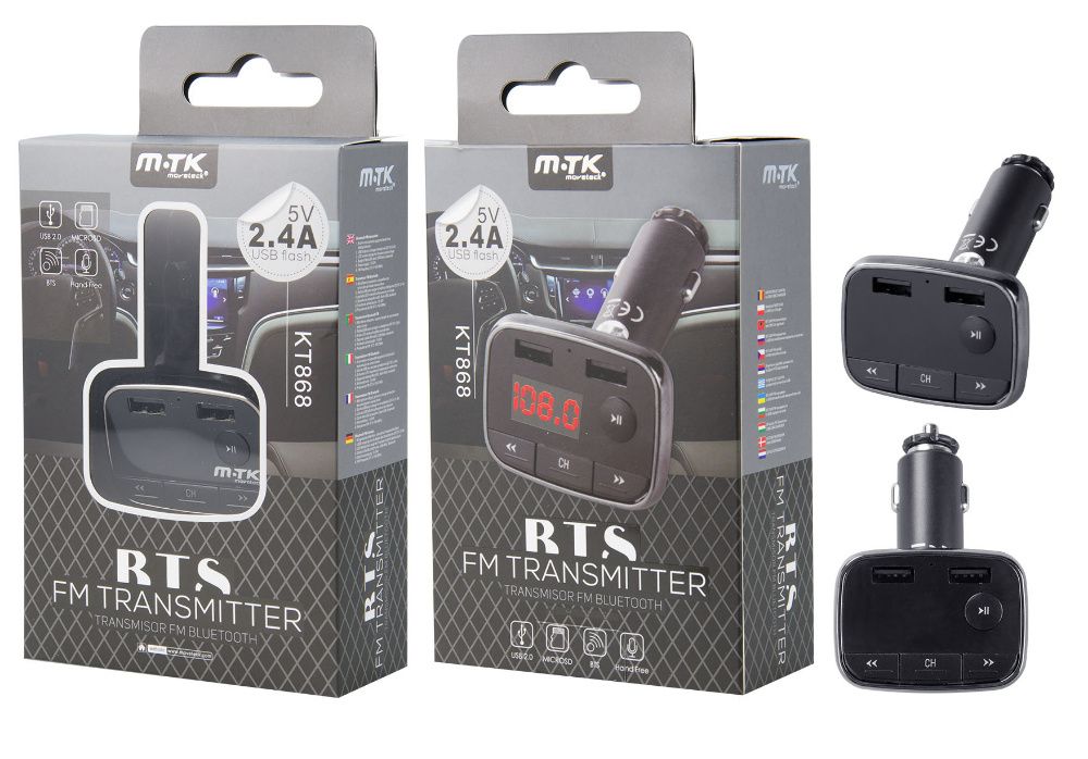 Leitor de MP3 para carro com Bluetooth/2 USB/Micro SD - Transmissor FM