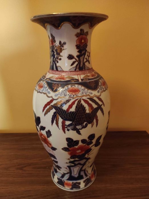 Vaso cerâmica oriental aves e plantas