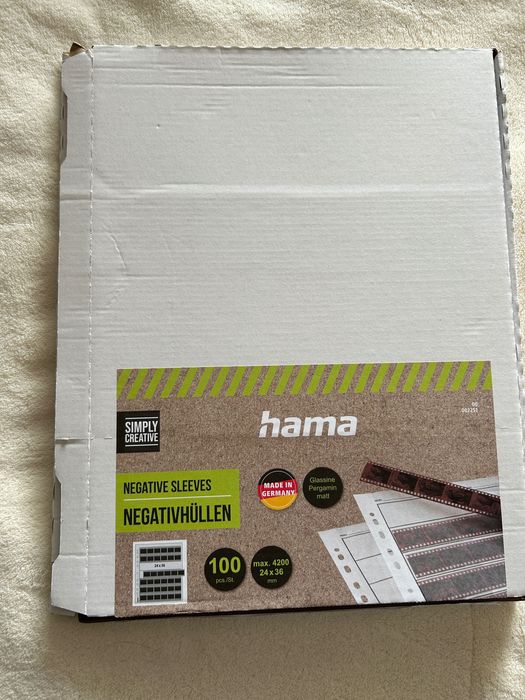 Folhas para organizar negativos 35mm