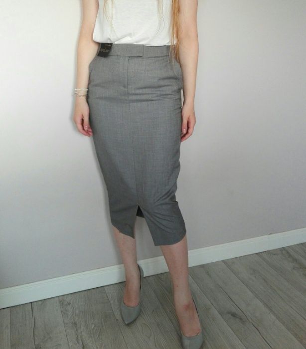 Spódnica ołówkowa szara popielata do pracy biura nowa M 38