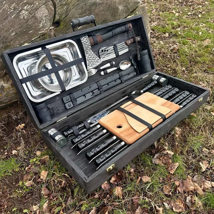 Набори шампурів у дерев’яному кейсі,  подарунок чоловіку на Новий Рік