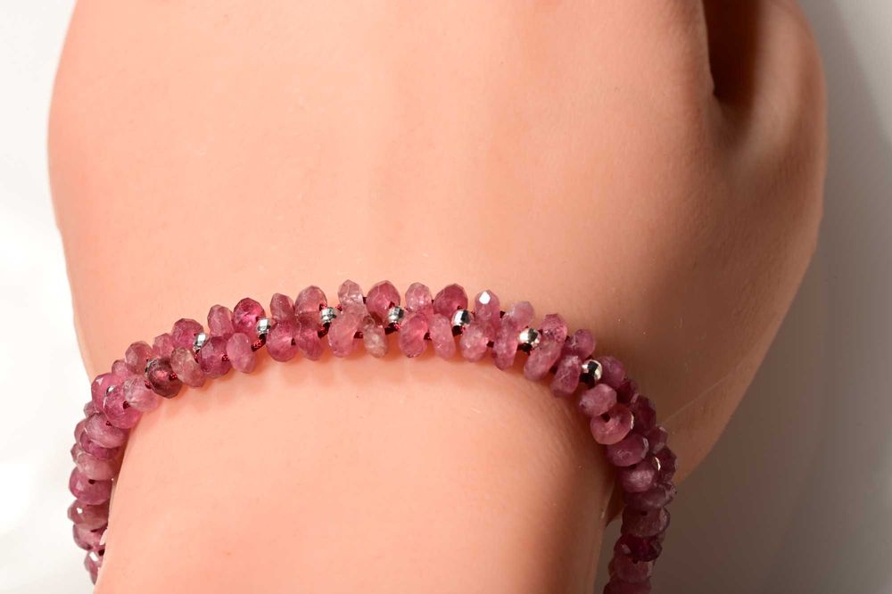 Bransoletka Turmalin Różowy Srebro 925