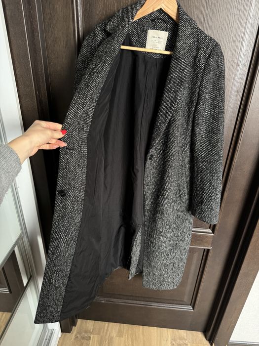 Пальто длинное шерстяное размер м zara basic италия