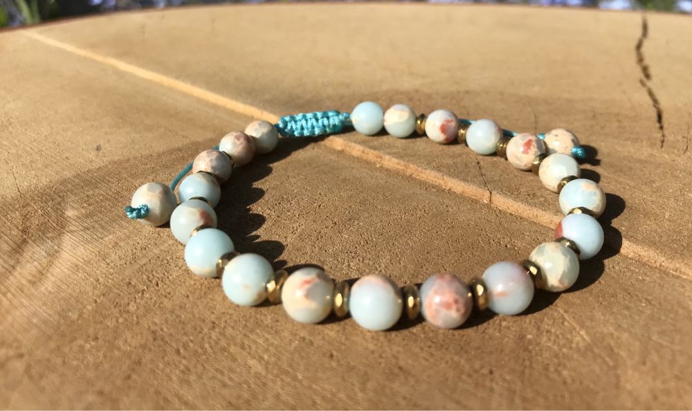 Bransoletka damska z naturalnego kamienia JASPIS CESARSKI