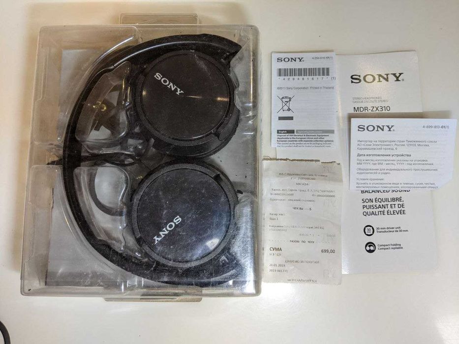 Навушники складні Headphones Sony MDR-ZX310 Black Амбушюри якість