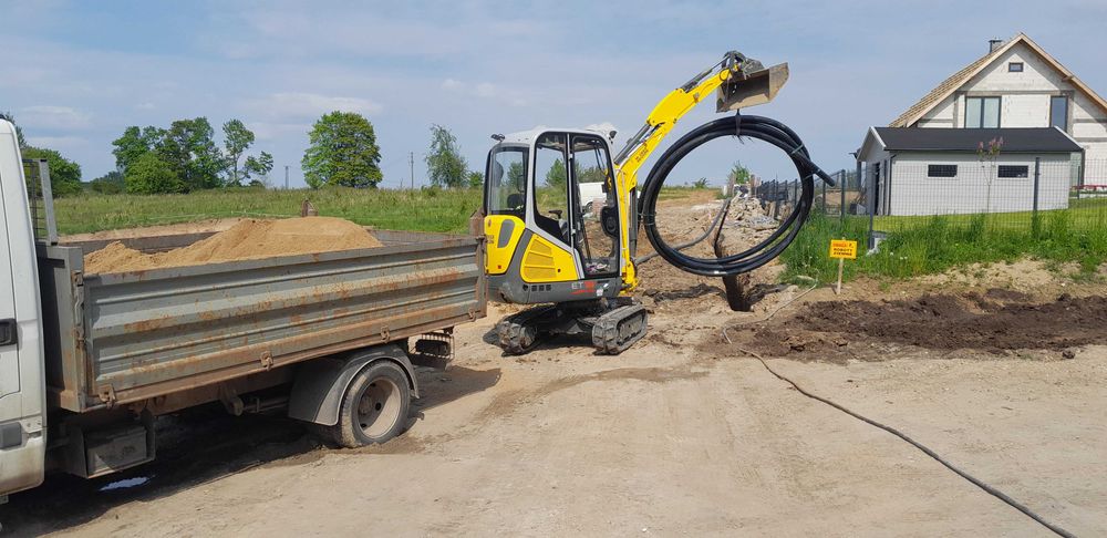 MINIKOPARKA 2t Przyłącza Wodno-Kanalizacyjne Wiertnica 25/35cm głęb.2m
