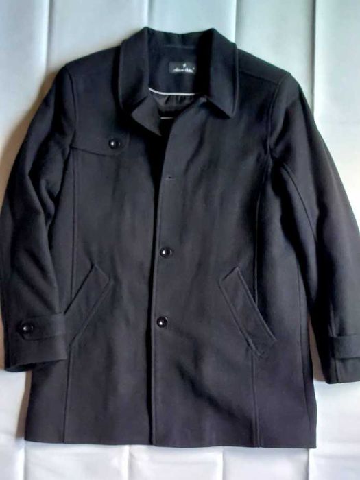 Płaszcz kurtka bosmanka czarna Adriano Calitri 54 wełna wełniany black