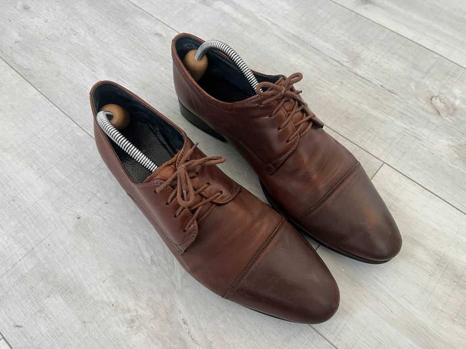 Skórzane buty Ryłko, brązowe, rozmiar 40, eleganckie / wizytowe