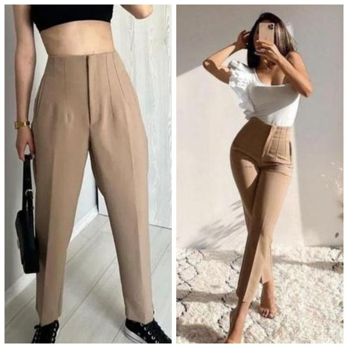 ZARA S beżowe NOWE eleganckie spodnie cygaretki