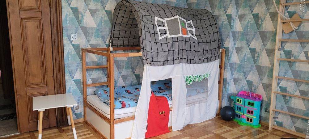 Łóżko Ikea Kura +baldachim +materac