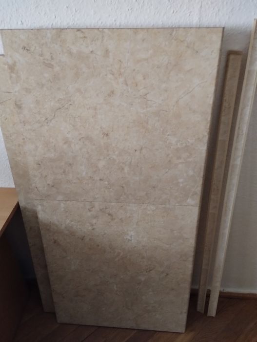 Blaty laminowane brązowy marmurek oraz beżowy marmurek