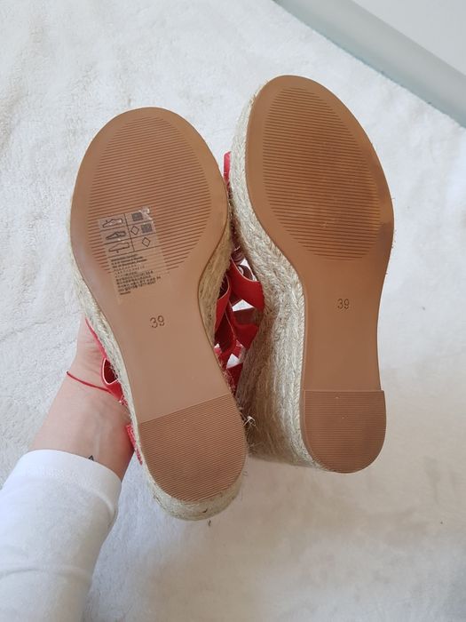 Nowe sandały koturny 38 39 h&m czerwone letnie wysokie sexy