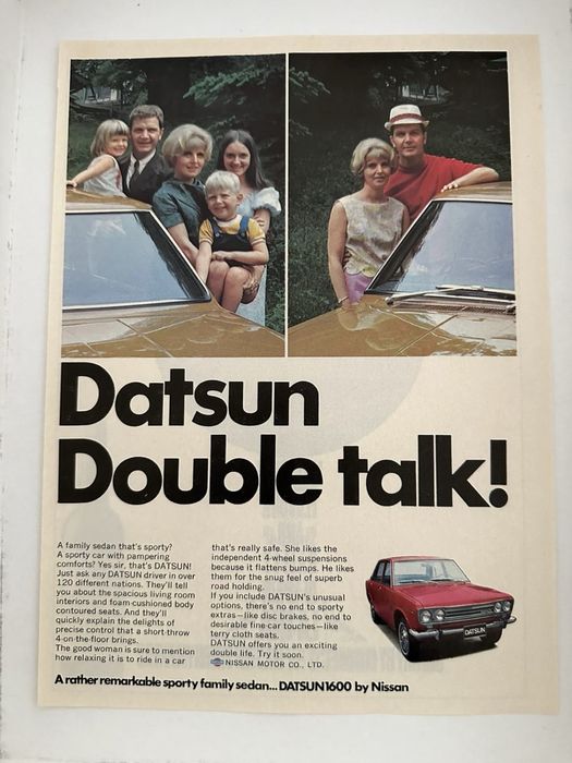 Anúncio Vintage Datsun anos1600/1970s