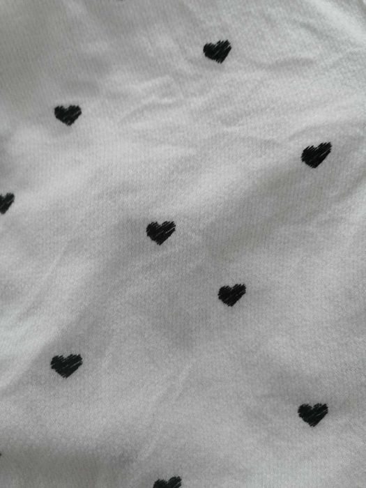 Bluzka damska Bershka Długi rękaw Biała w czarne serca rozmiar XS/34