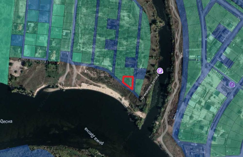 Продам участок 8 сот, дачне будівництво, перша лінія води, с. Зазим’я