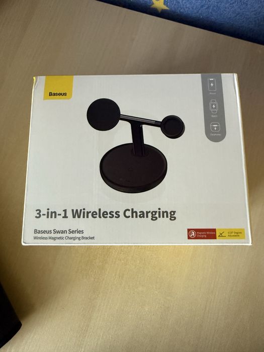 Зарядное устройство беспроводное BASEUS Swan 3в1 Wireless Magnetic Charging Bracket 20W Black