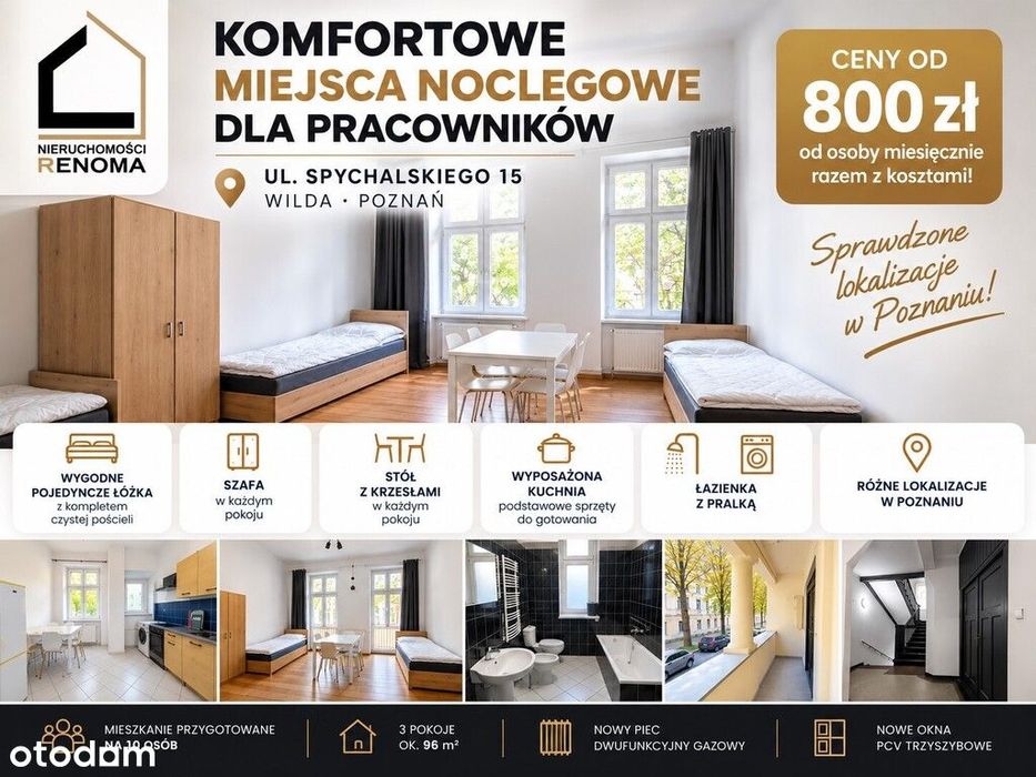 mieszkanie dla pracowników – Wilda | do 10 osób