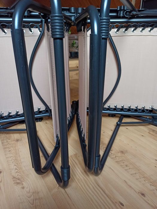 Zestaw leżaków meble ogrodowe stolik kamping zero gravity beżowe